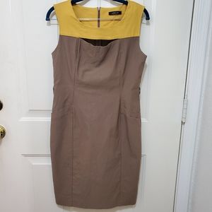 Yellow and Brown Sleeveless Dress